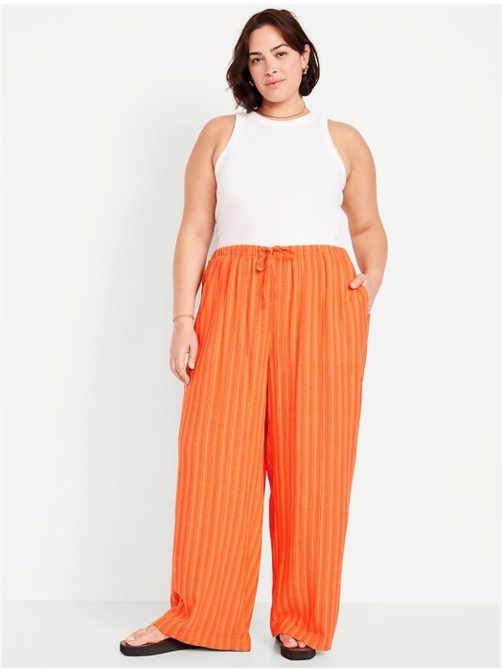 High-Waisted Linen-Blend Super Wide-Leg Pants | Old Navy size -XL